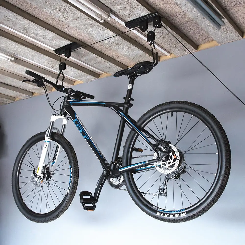 Silverline 20kg Bike Lift Bicycle Garage Rubber Hooks Locking - Image 7
