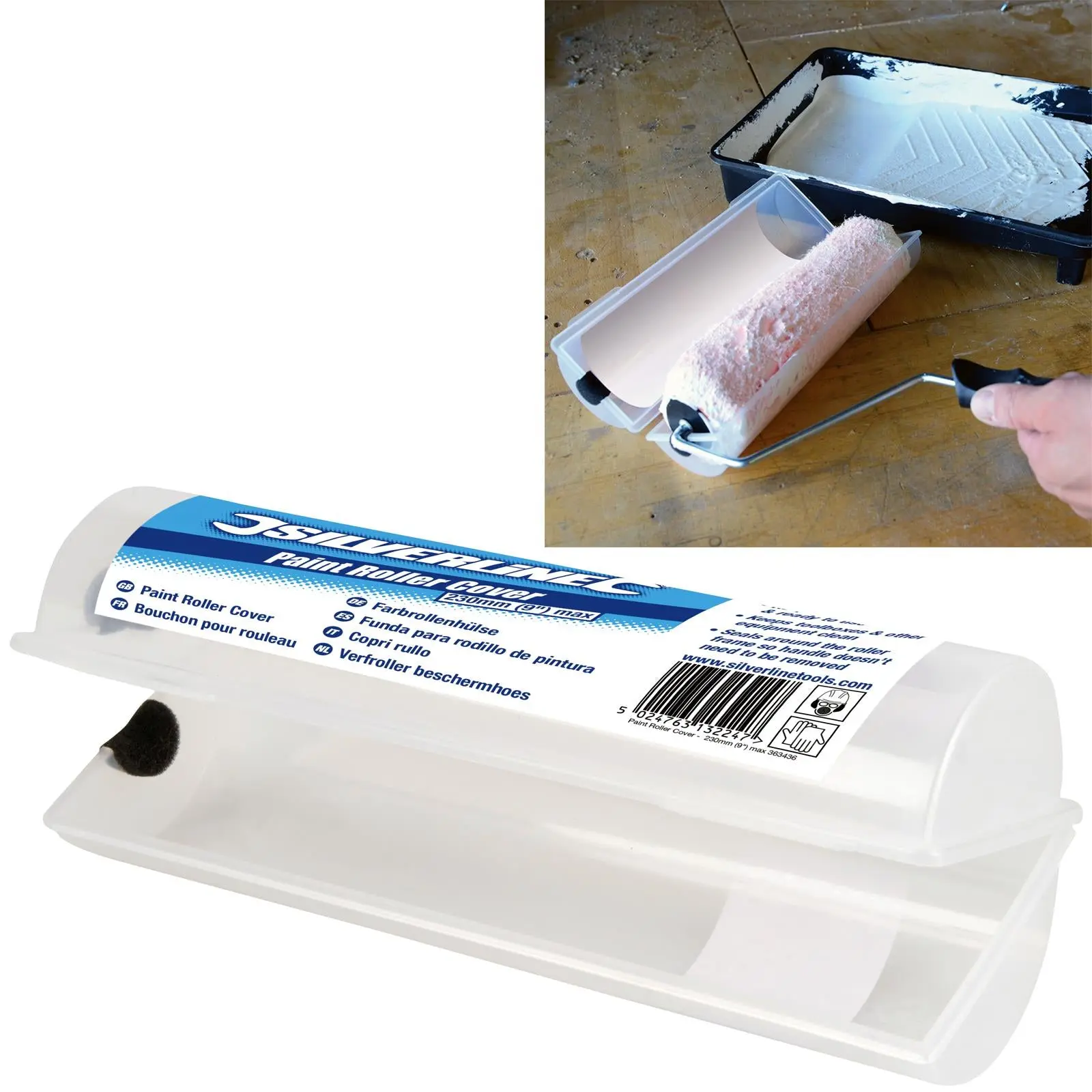Silverline 230mm (9") Paint Roller Cover Decorating Airtight Seal Cleaner