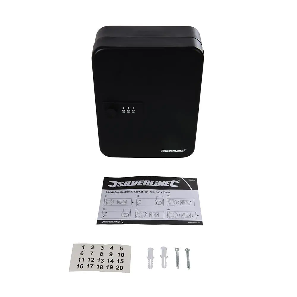 Silverline 3-Digit Combination 20-Key Cabinet 200 x 160 75mm 542519 - Image 5