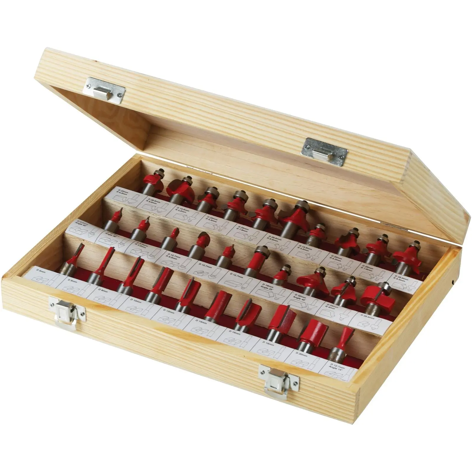 Silverline 30 Piece 1/2" TCT Router Bit Set Kitchen Flush Trim Straight Cove Cutter - Image 3
