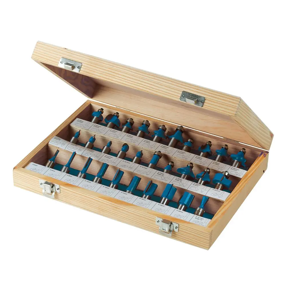 Silverline 30 Piece 1/2" TCT Router Bit Set Kitchen Flush Trim Straight Cove Cutter - Image 7