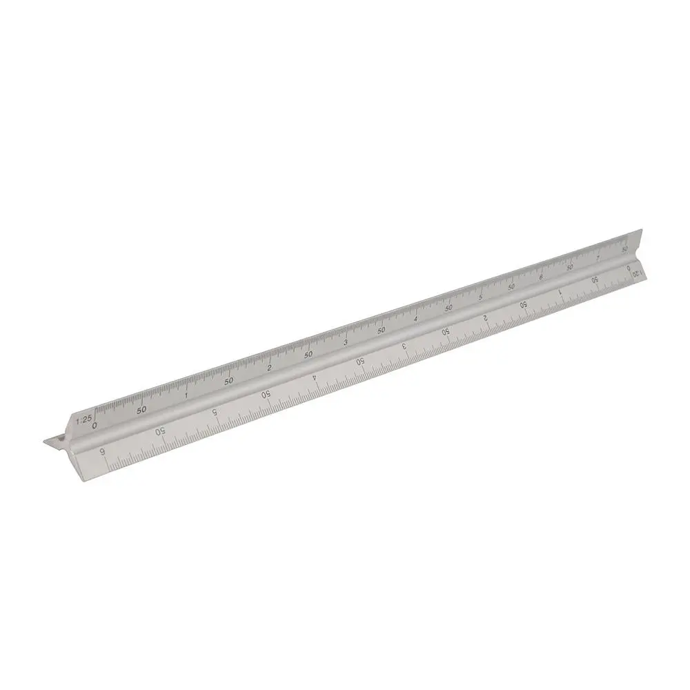 Silverline 300mm Aluminium Scale Tri Rule Metric Measuring Triangular Ruler - Image 2