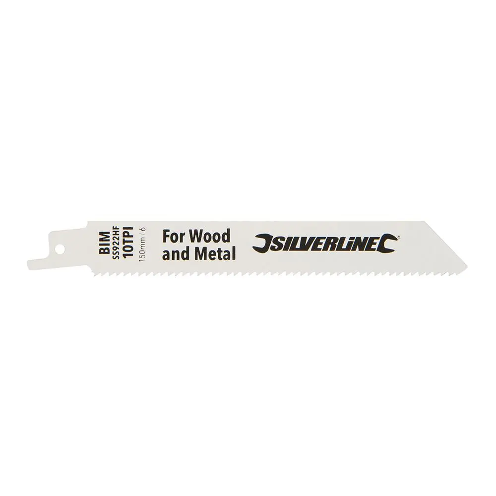 Silverline 5 Piece 150mm Recipro Saw Blades Bi-Metal 10 TPI Universal Shank - Image 3