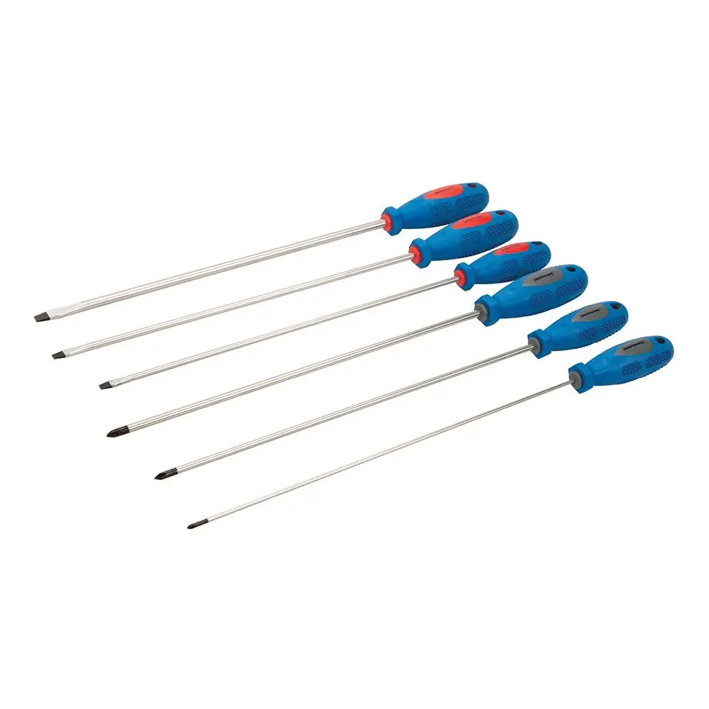 Silverline 6 Piece Extra-Long Screwdriver Set Slotted Phillips Magnetic Tips - Image 3