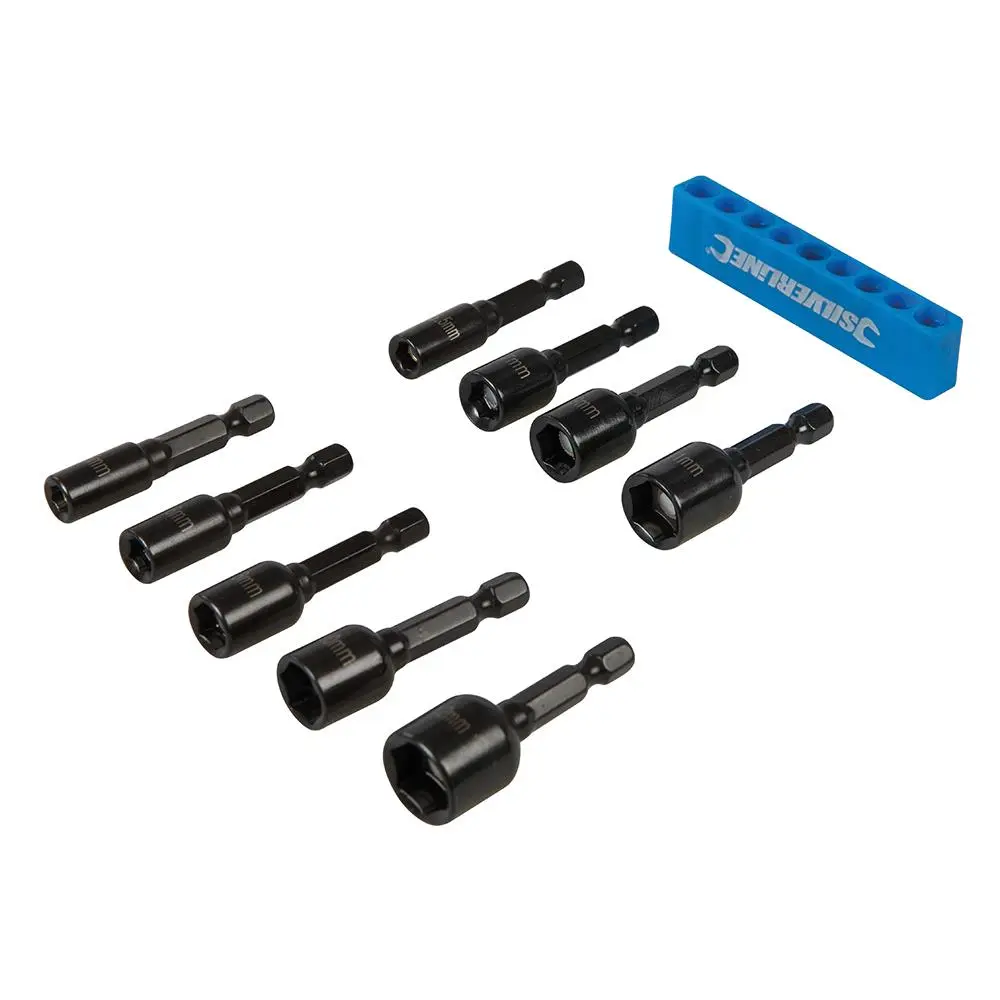 Silverline 9 Piece Metric Magnetic Nut Driver Set 5-12mm Metric Hex Drill Socket Adaptor - Image 3