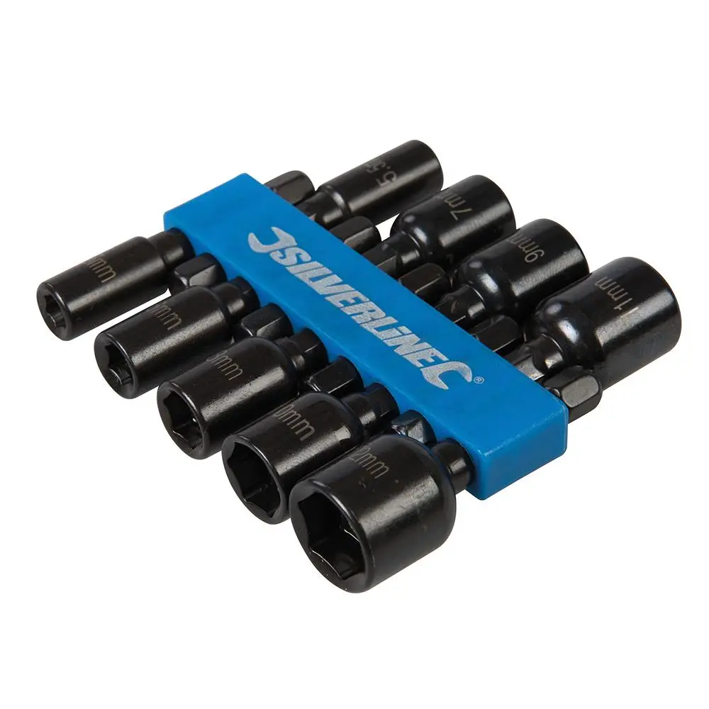 Silverline 9 Piece Metric Magnetic Nut Driver Set 5-12mm Metric Hex Drill Socket Adaptor - Image 4