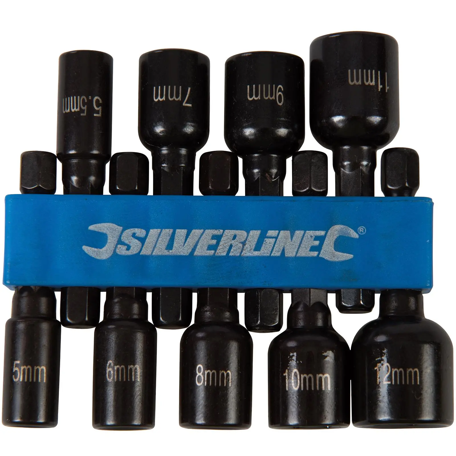 Silverline 9 Piece Metric Magnetic Nut Driver Set 5-12mm Metric Hex Drill Socket Adaptor - Image 5