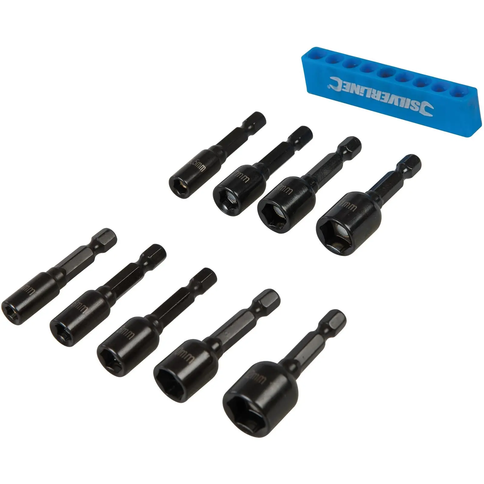 Silverline 9 Piece Metric Magnetic Nut Driver Set 5-12mm Metric Hex Drill Socket Adaptor - Image 7