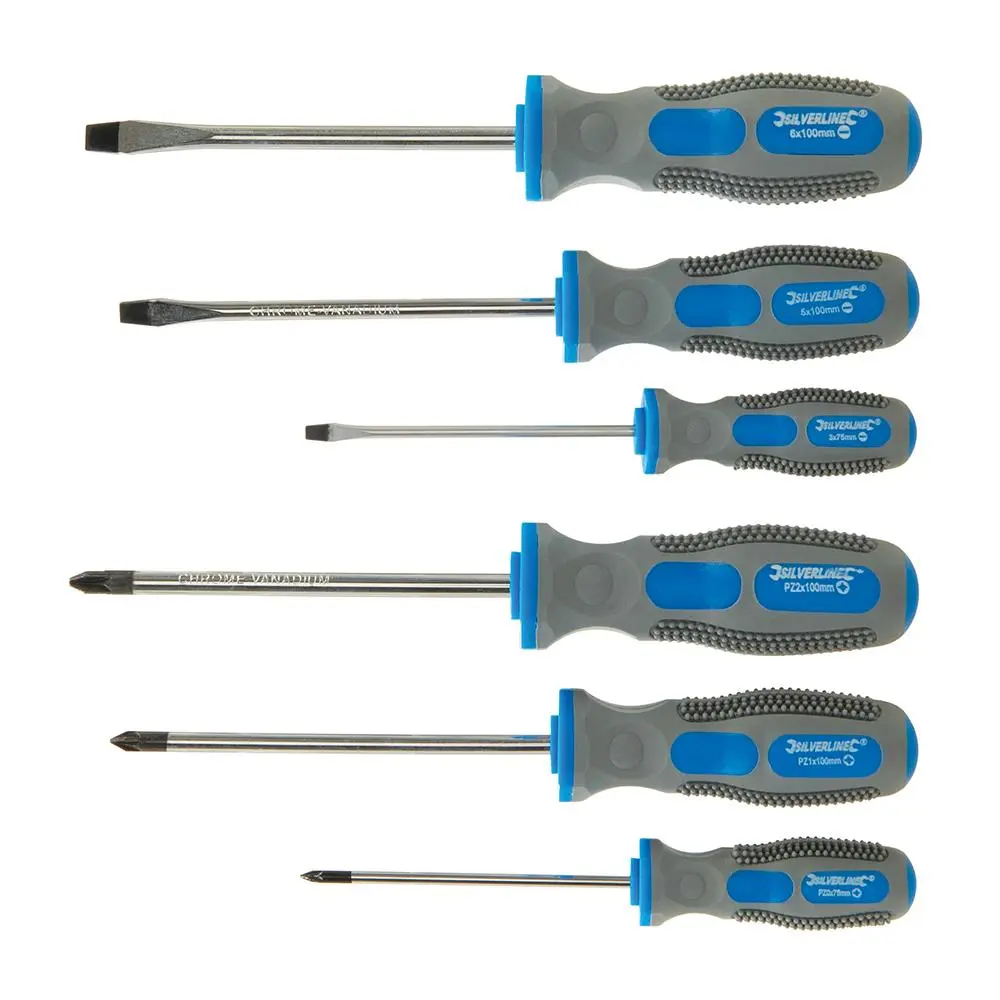 Silverline Assorted Screwdriver Set Slotted Phillips 6 Piece General Purpose