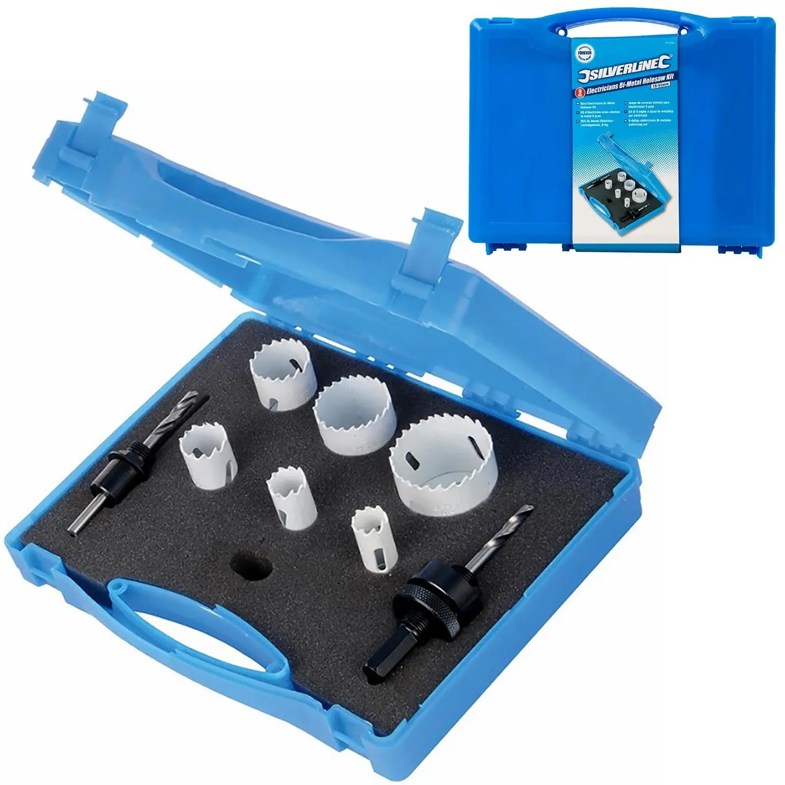 Silverline Bi-Metal Holesaw Kit Electricians 9pc 18-51mm Diameter Hole Saw - Image 2