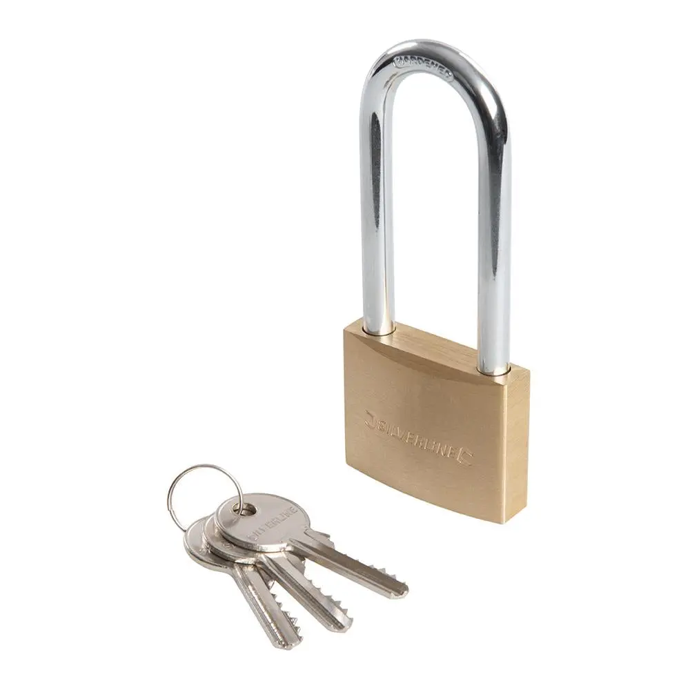 Silverline Brass Padlock Long Shackle 50mm MSS04L - Image 2