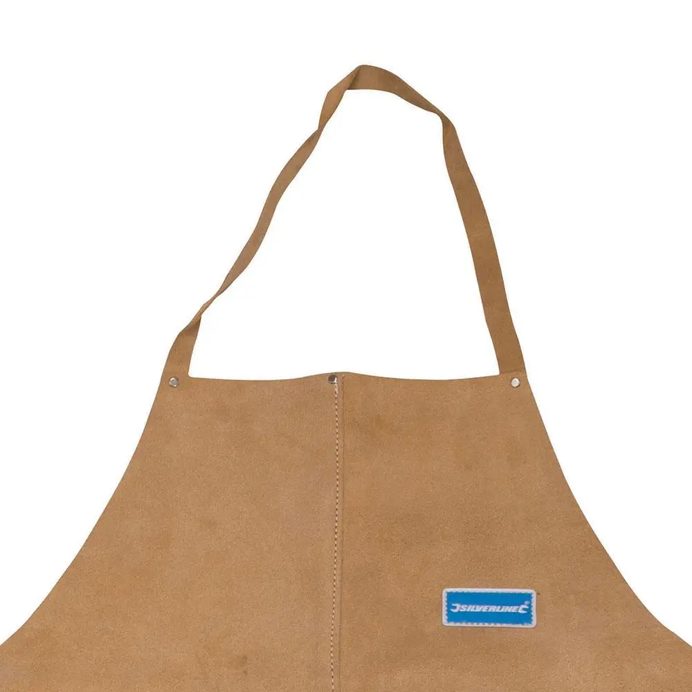 Silverline Full Length Welders Apron Chrome Leather Safety Heavy Reinforced