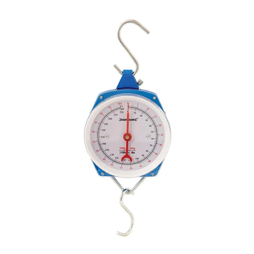 Silverline Hanging Scales Heavy Duty 100kg Metric and Imperial Rigid Hook Fishing