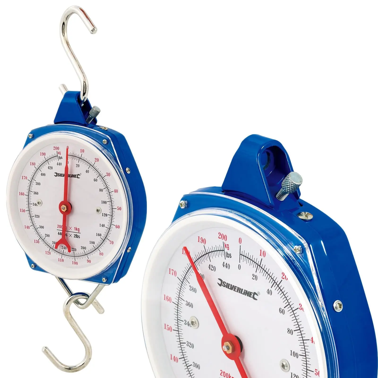 Silverline Hanging Scales Heavy Duty 200kg Metric and Imperial Rigid Hook Fishing
