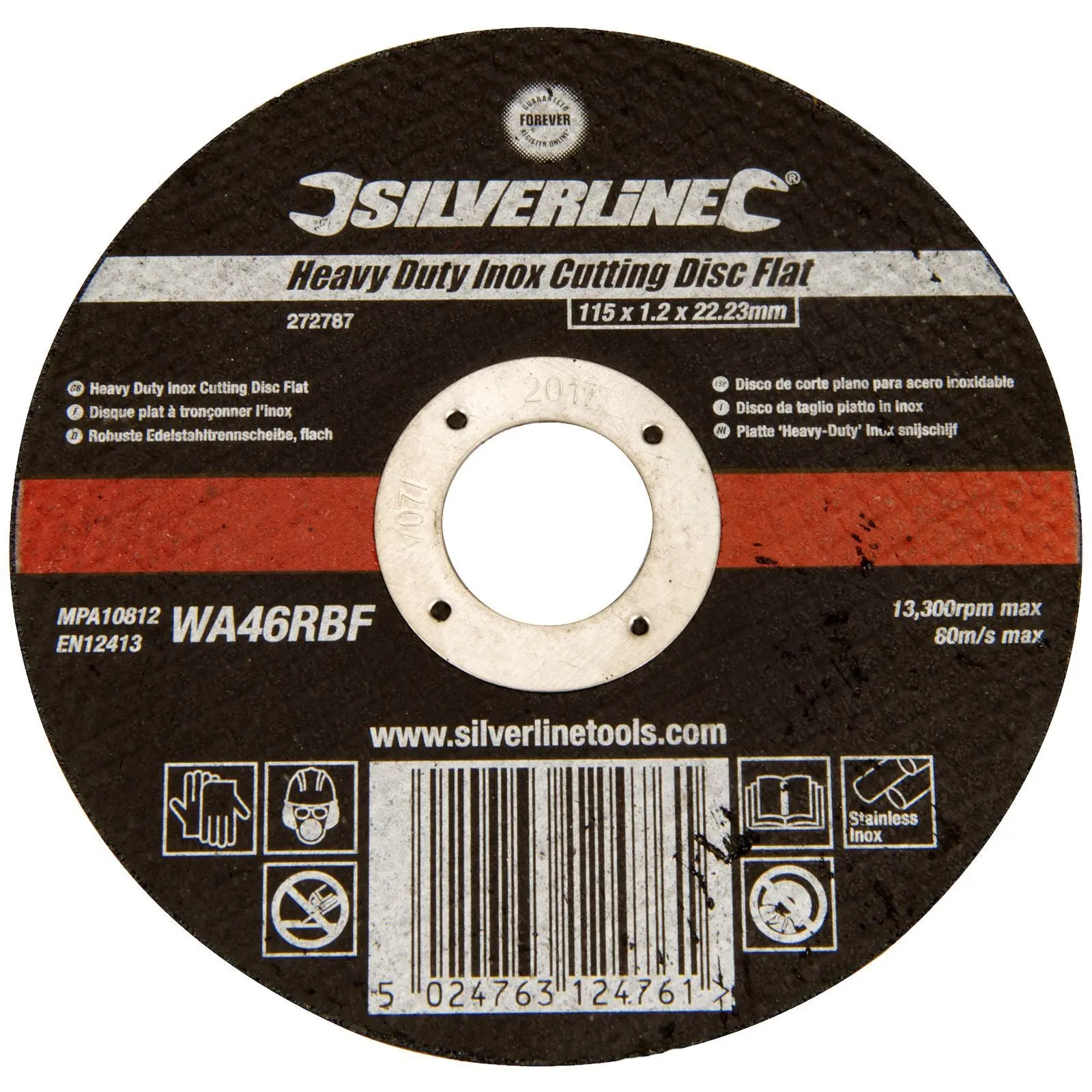 Silverline Heavy Duty Flat Inox Slitting Disc 115 x 1.2 x 22.23mm - Image 2