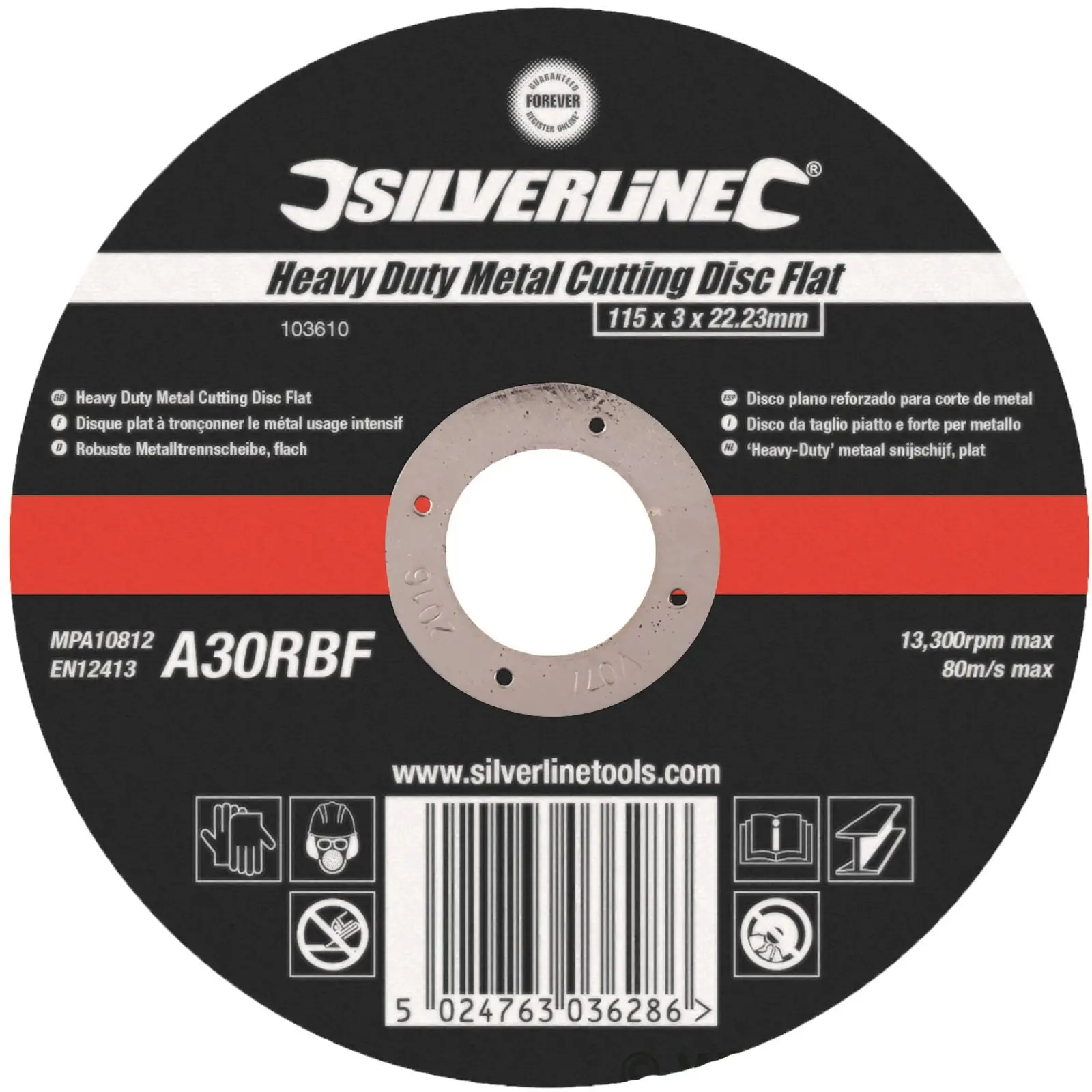 Silverline Heavy Duty Flat Metal Cutting Disc 115 x 3 x 22.23mm - Image 2