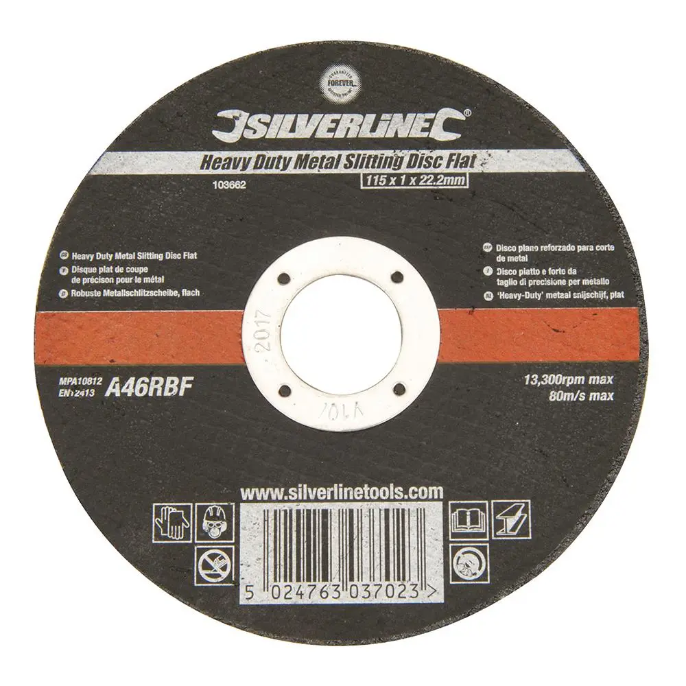 Silverline Heavy Duty Metal Slitting Disc Flat 115 x 1 x 22.23mm - Image 3
