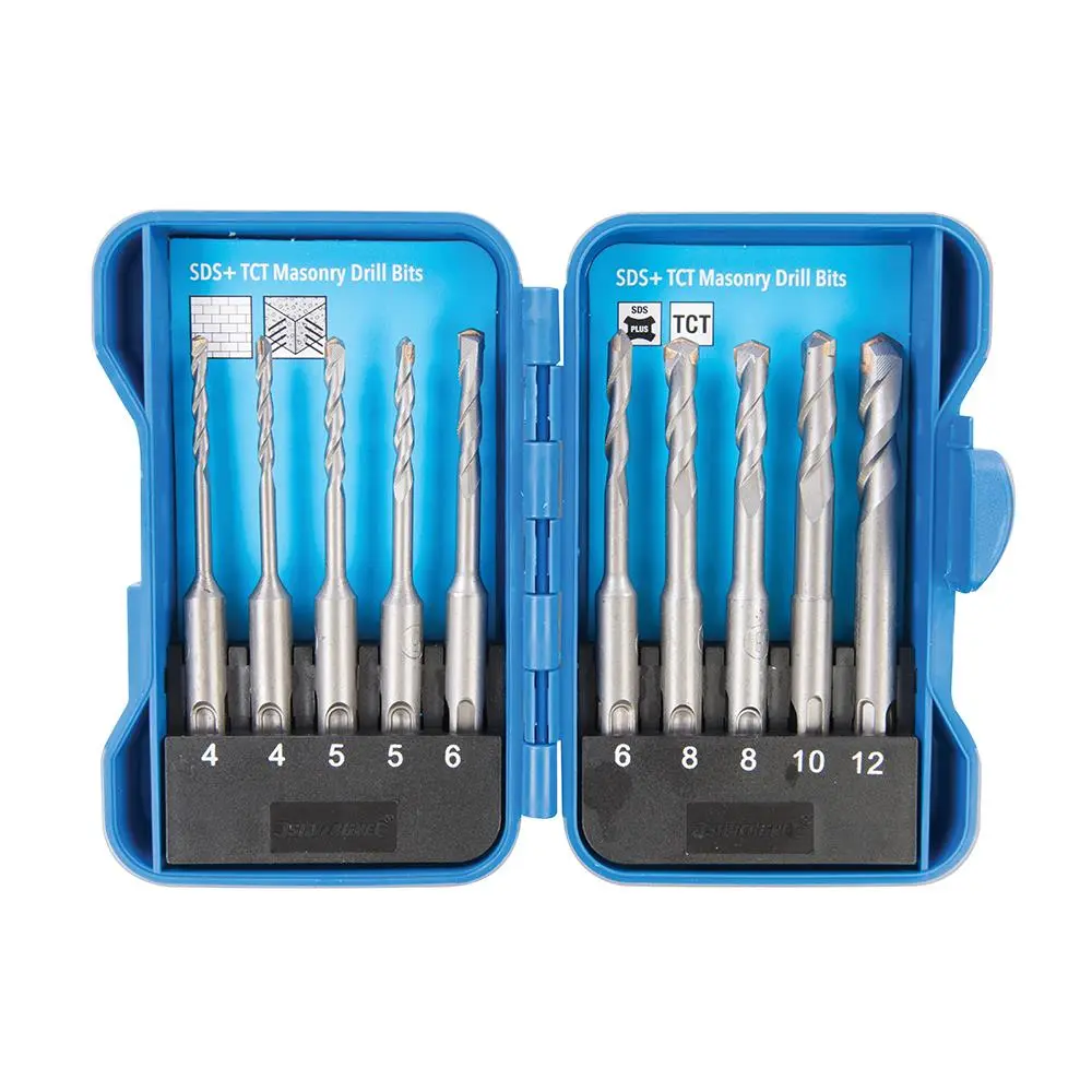 Silverline Masonry Drill Bit Set SDS Plus Concrete Brick Stone Block 10pc 4-12mm - Image 7