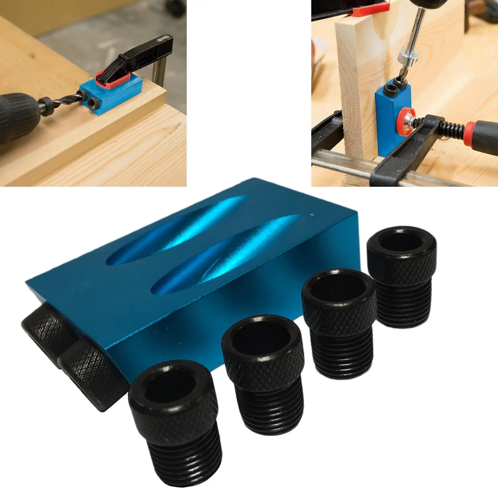 Silverline Pocket Hole Dowel Jig 6, 8, 10mm Guides Screw Joint Wood Joiner Drill