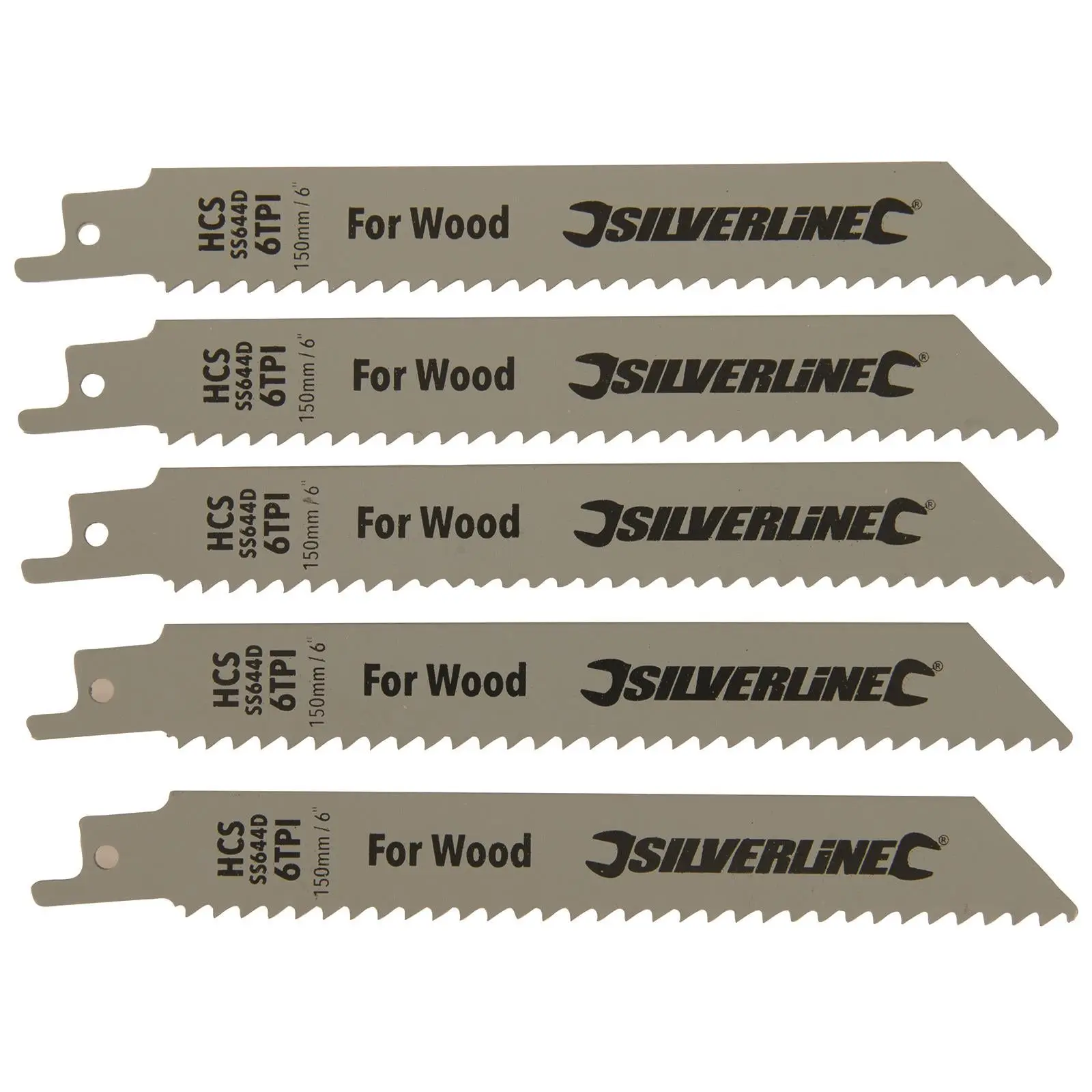 Silverline Recip Saw Blades for Wood HCS 5 Pack 6 TPI 150mm Cutting Blades - Image 3