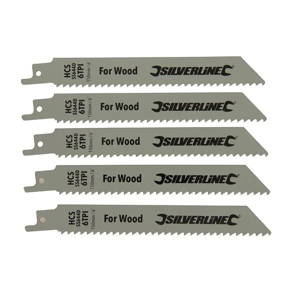 Silverline Recip Saw Blades for Wood HCS 5 Pack 6 TPI 150mm Cutting Blades - Image 5