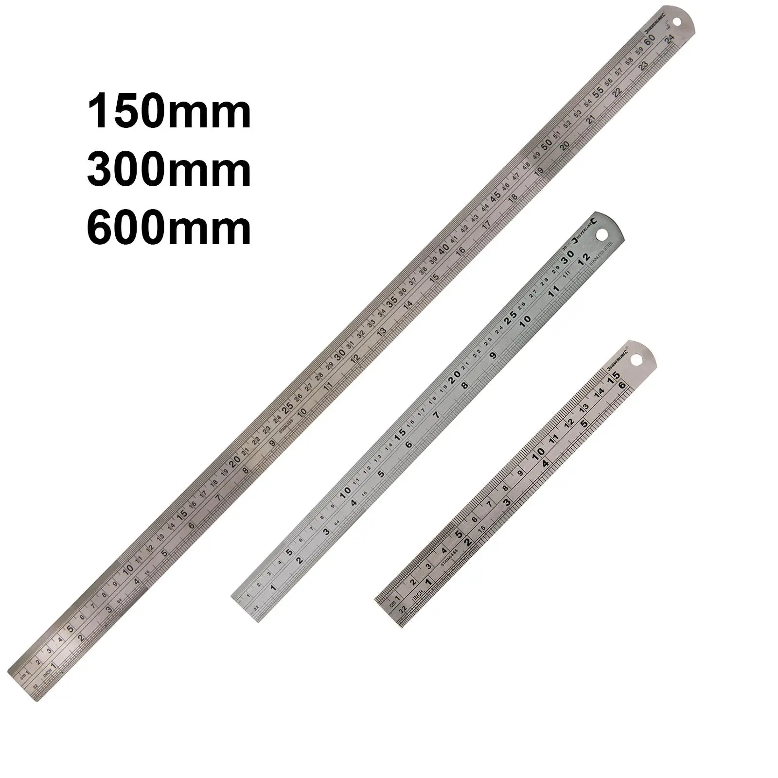 Silverline Stainless Steel Rule 150mm, 300mm or 600mm