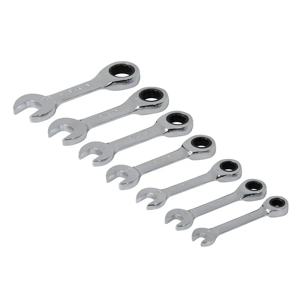 Silverline Stubby Ratchet Spanner Set 7pce 8 - 19mm 199916 - Image 2