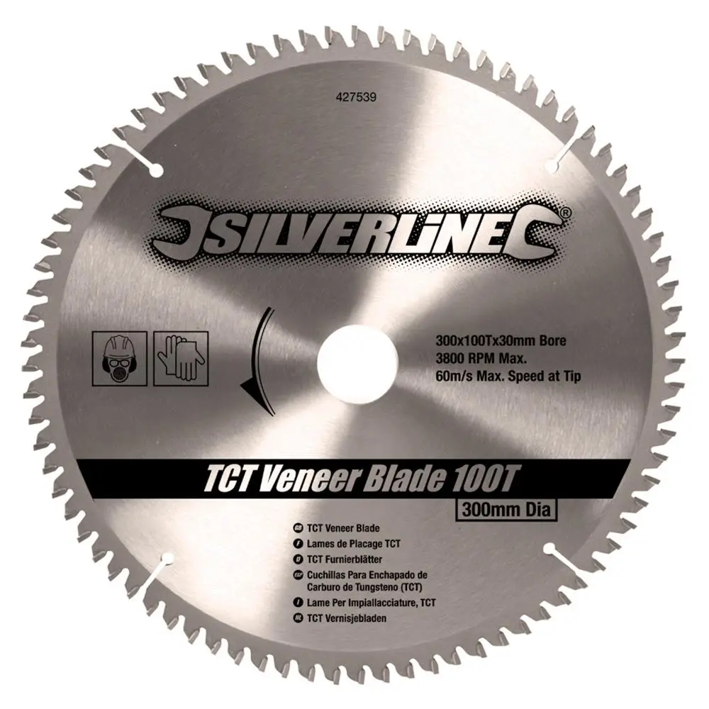 Silverline TCT Veneer Blade 100T 300 x 30 - 25, 20, 16mm Rings 427539