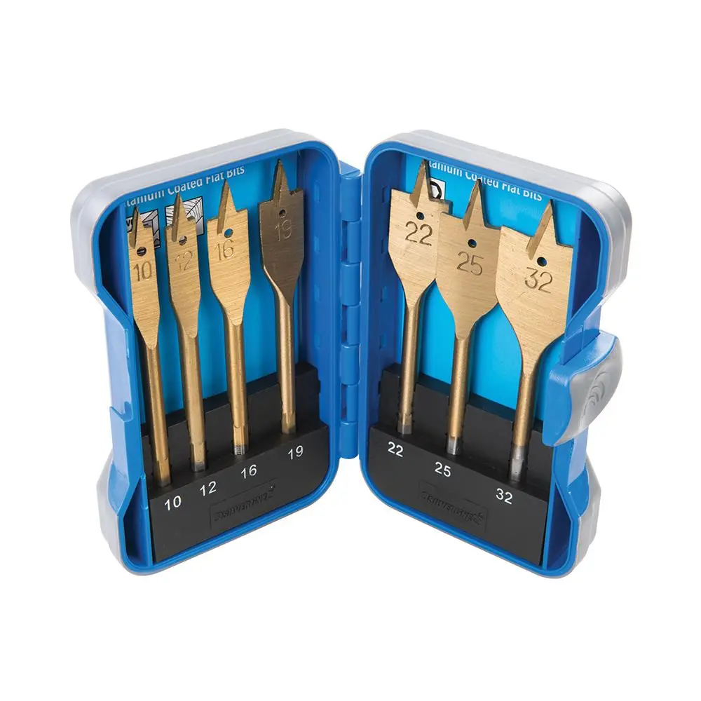 Silverline Titanium-Coated Flat Bit Set 7pce 10 - 32mm 279870 - Image 2