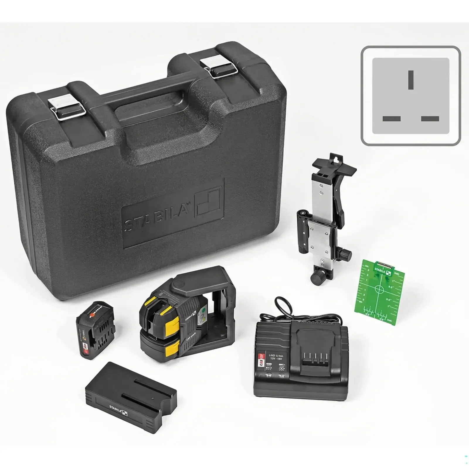 STABILA LAX 500 G Cross Line Plus Plumb Point Laser Level 12V System with Battery and Charger 19985 - Image 3