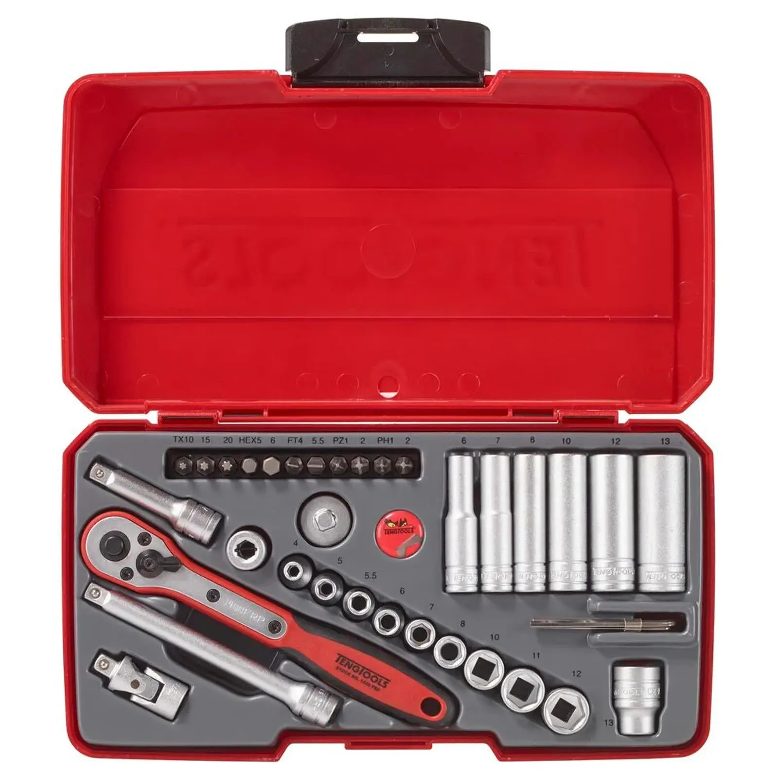 Teng Tools 1/4" Drive Socket Set 6 Point 36 Pieces in Case T1436 - Image 2