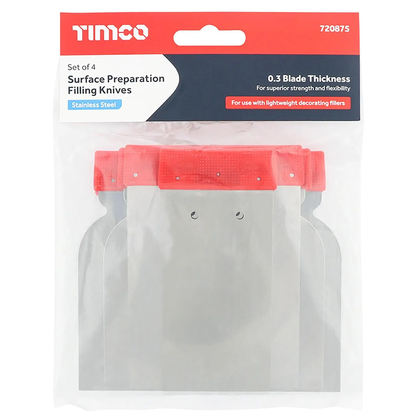 TIMCO Body Filler Applicator Spreader Surface Preparation Set 4 Piece Stainless Steel - Image 4