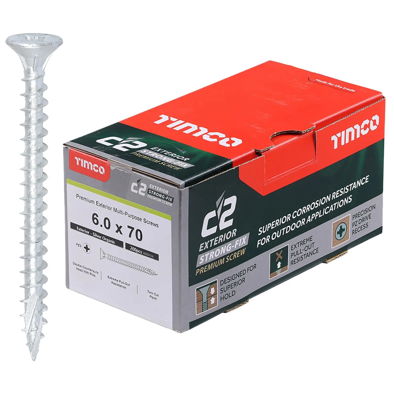TIMCO C2 Exterior Strong Fix Premium External Wood Screws Pozi Box Exterior Silver Organic - Choose Size - Image 12