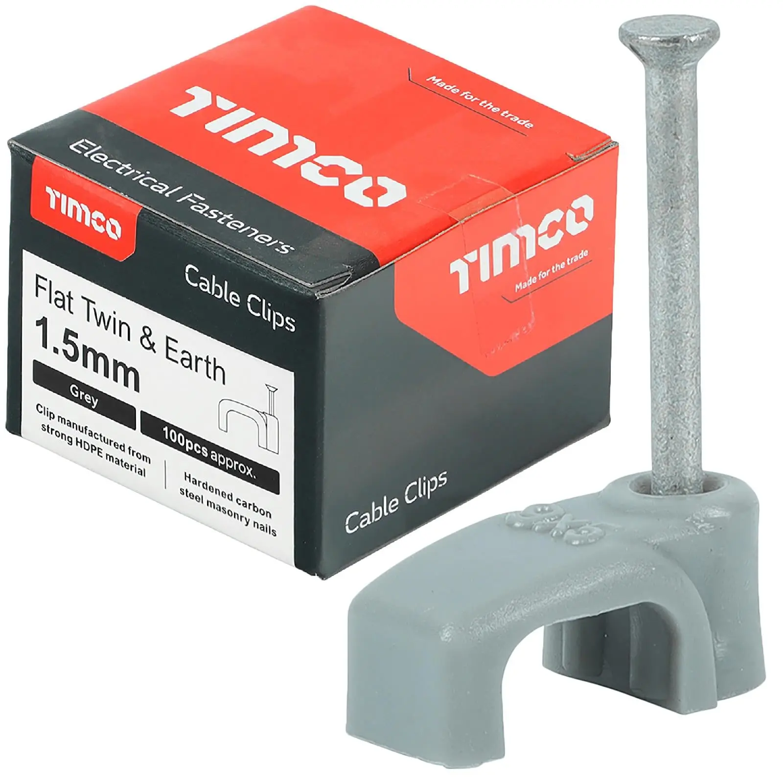 TIMCO Cable Clips Flat Twin and Earth 100 Box 1.5-10mm Choose Size