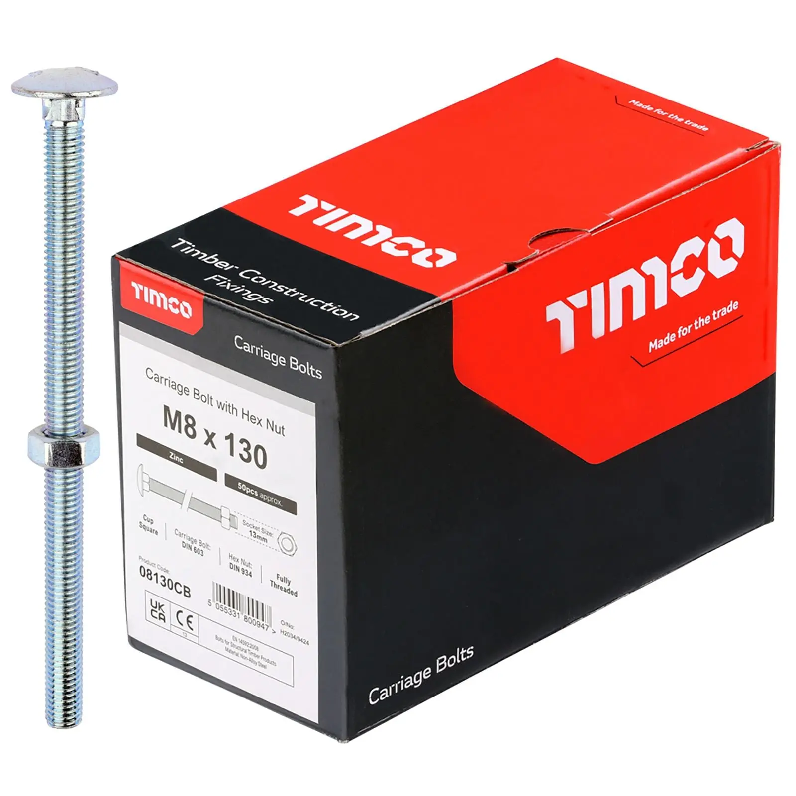 TIMCO Carriage Bolts with Hex Nuts 4.8 Grade Zinc Carbon Steel Boxed M6-M16 - Choose Size - Image 12