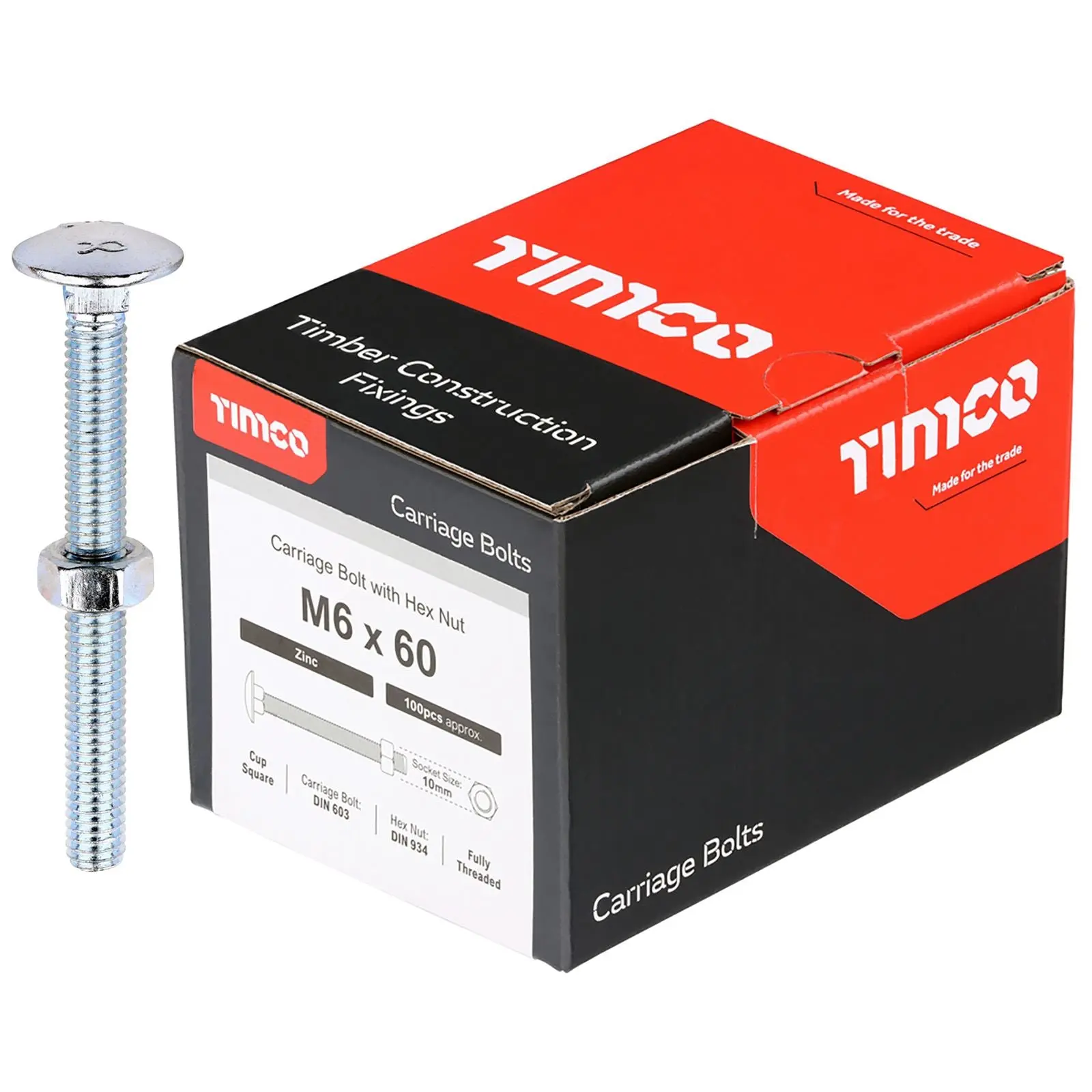 TIMCO Carriage Bolts with Hex Nuts 4.8 Grade Zinc Carbon Steel Boxed M6-M16 - Choose Size - Image 27