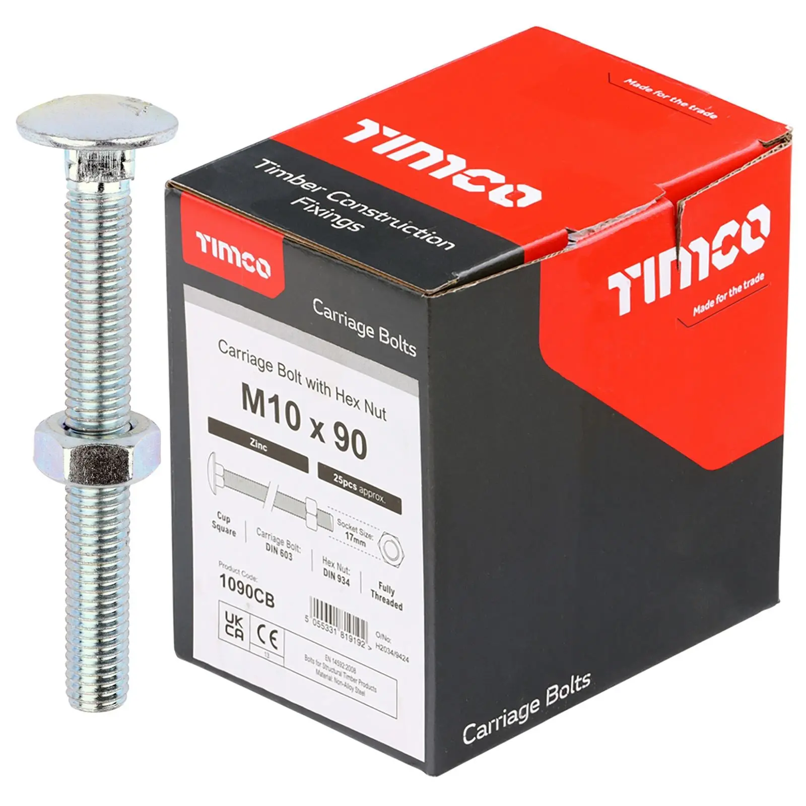 TIMCO Carriage Bolts with Hex Nuts 4.8 Grade Zinc Carbon Steel Boxed M6-M16 - Choose Size - Image 3