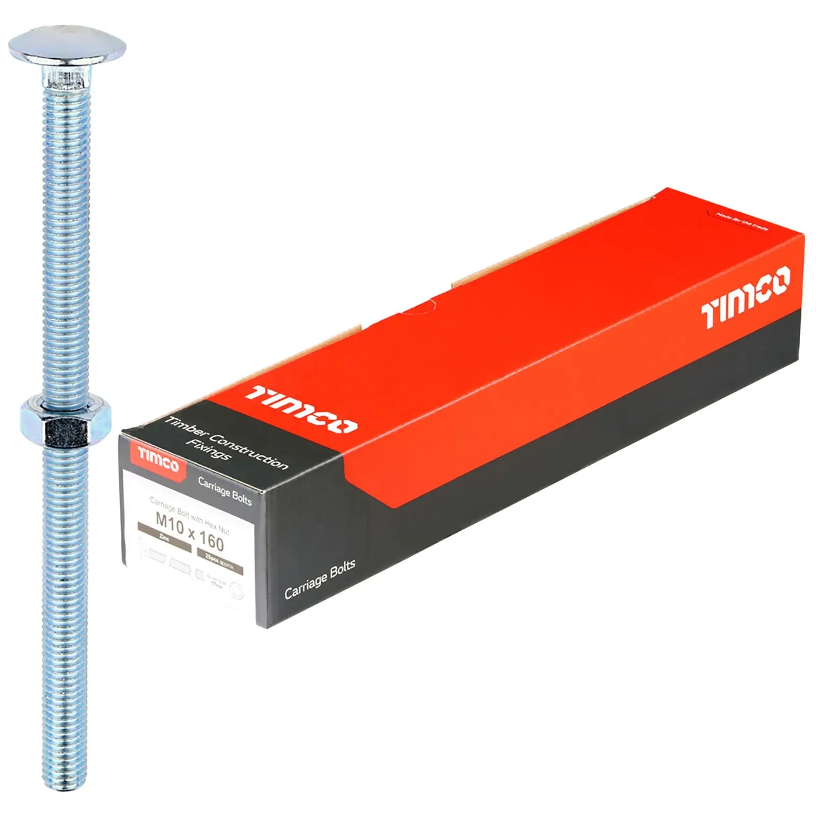 TIMCO Carriage Bolts with Hex Nuts 4.8 Grade Zinc Carbon Steel Boxed M6-M16 - Choose Size - Image 30