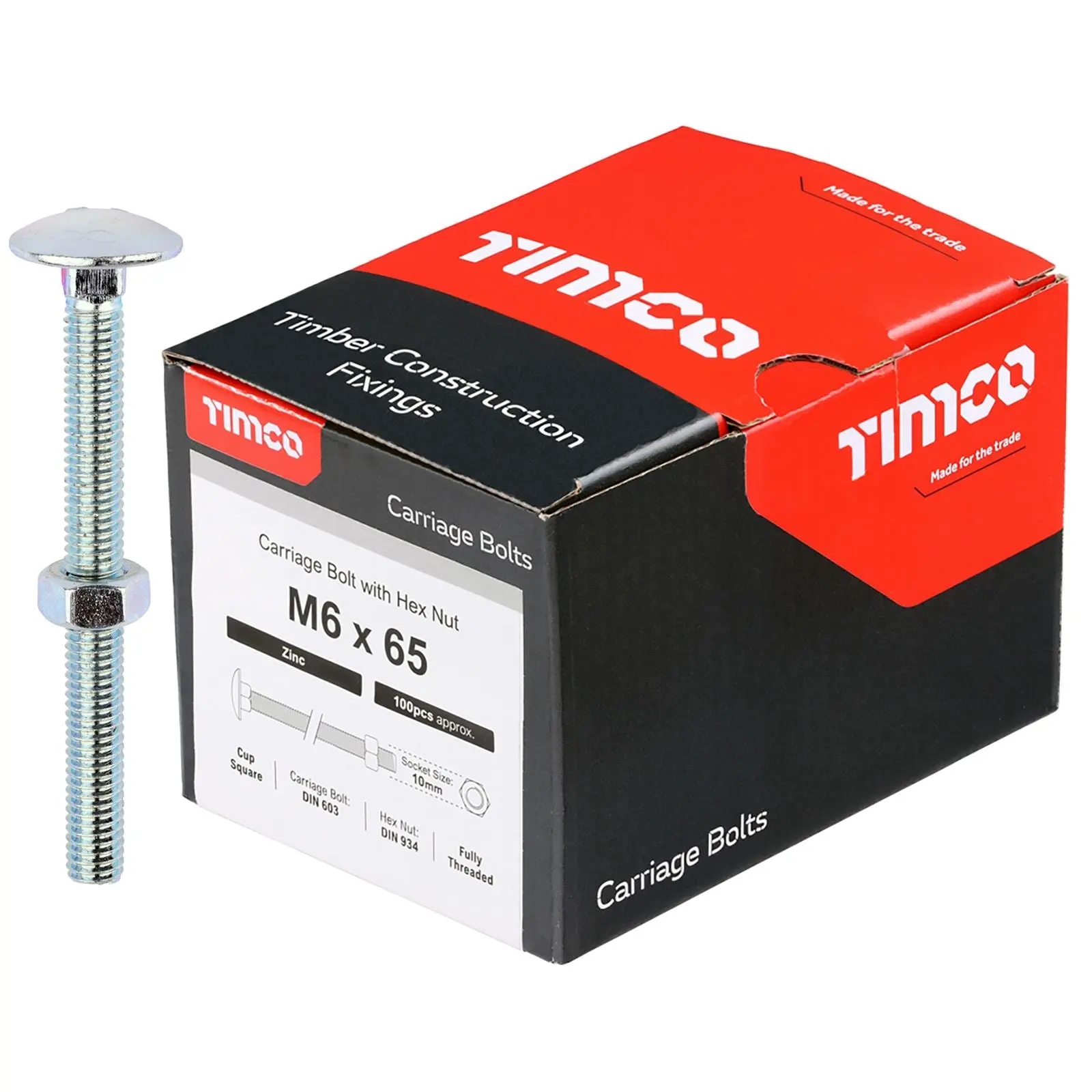 TIMCO Carriage Bolts with Hex Nuts 4.8 Grade Zinc Carbon Steel Boxed M6-M16 - Choose Size - Image 7