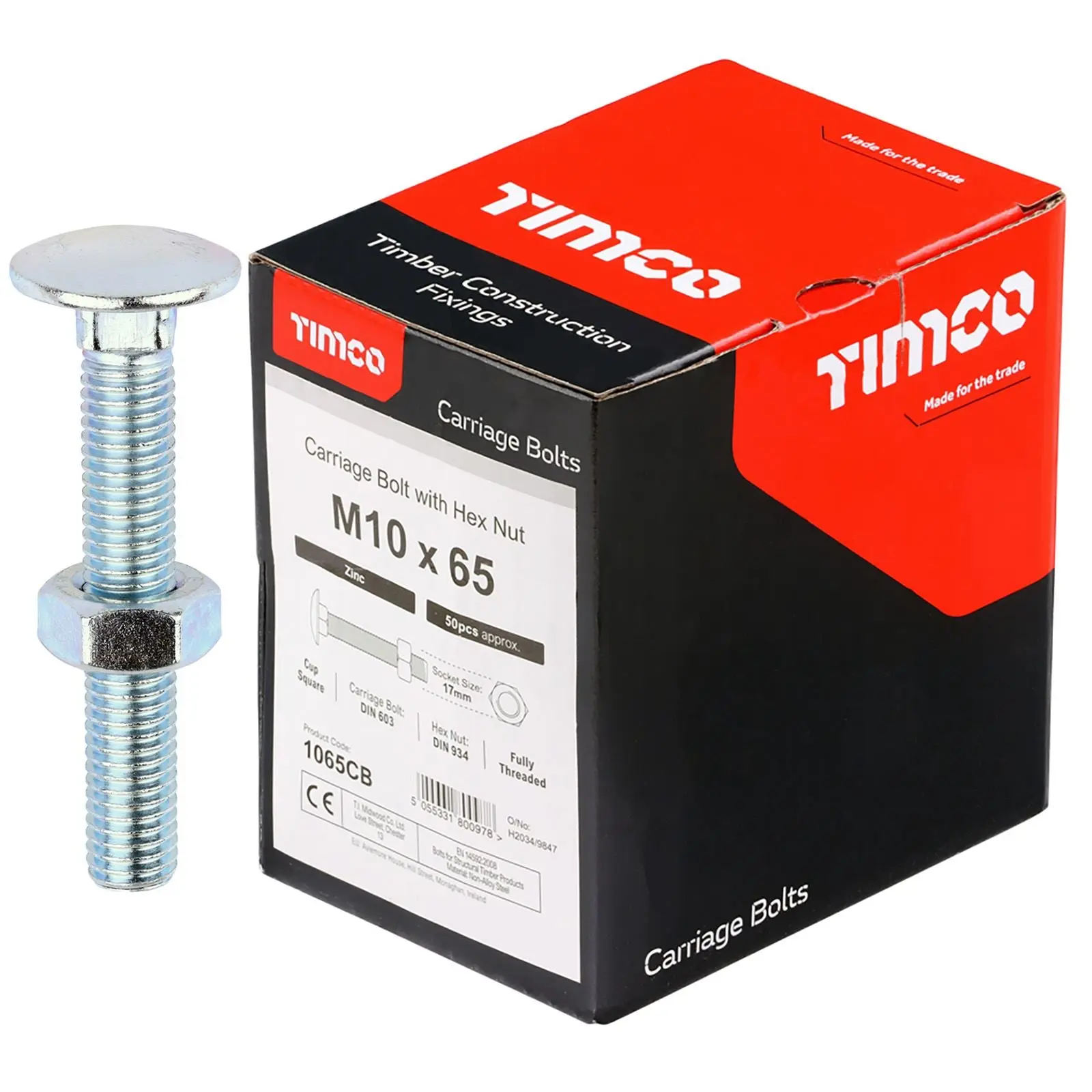 TIMCO Carriage Bolts with Hex Nuts 4.8 Grade Zinc Carbon Steel Boxed M6-M16 - Choose Size - Image 9