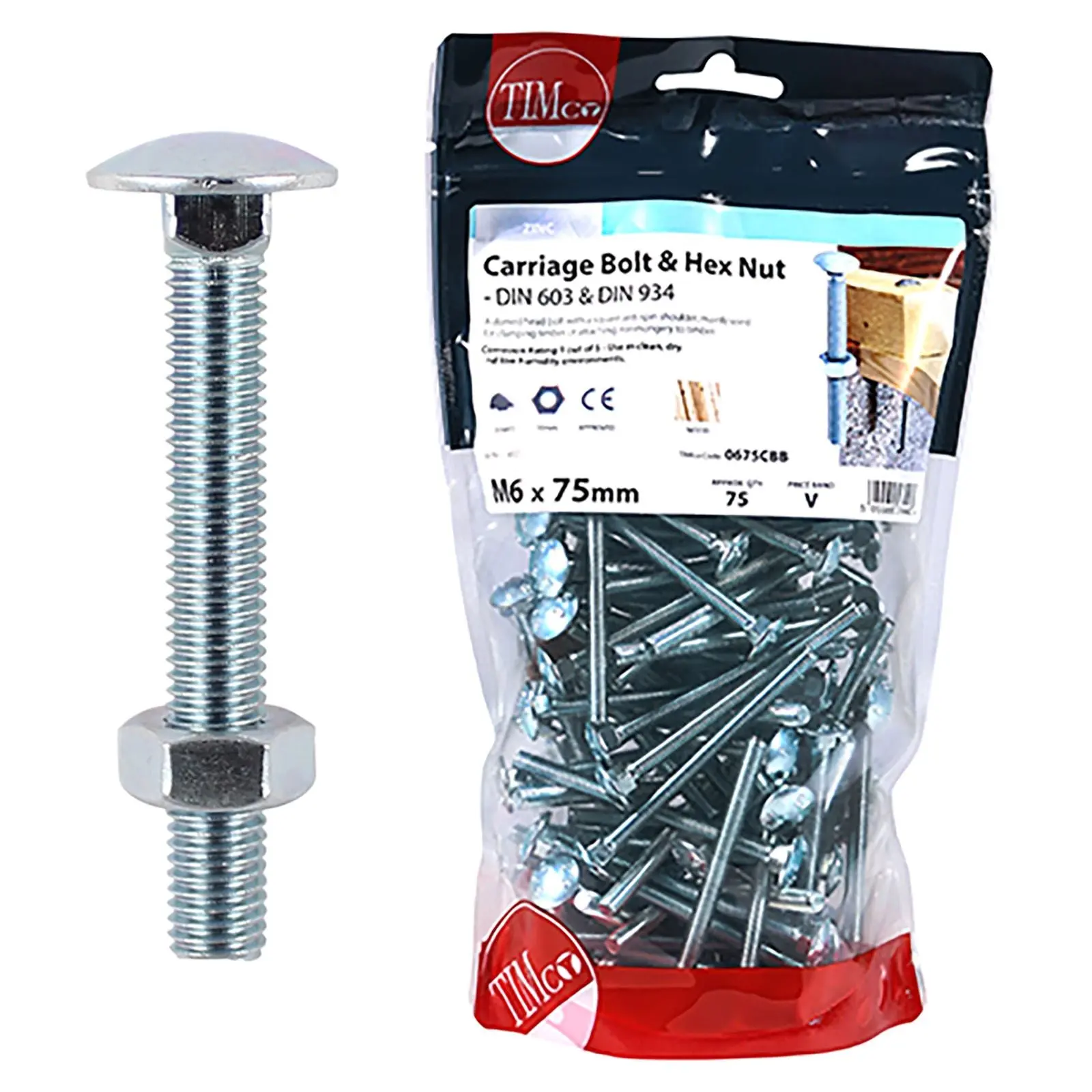 TIMCO Carriage Bolts with Hex Nuts 4.8 Grade Zinc Carbon Steel TIMbag M6-M12 - Choose Size - Image 10