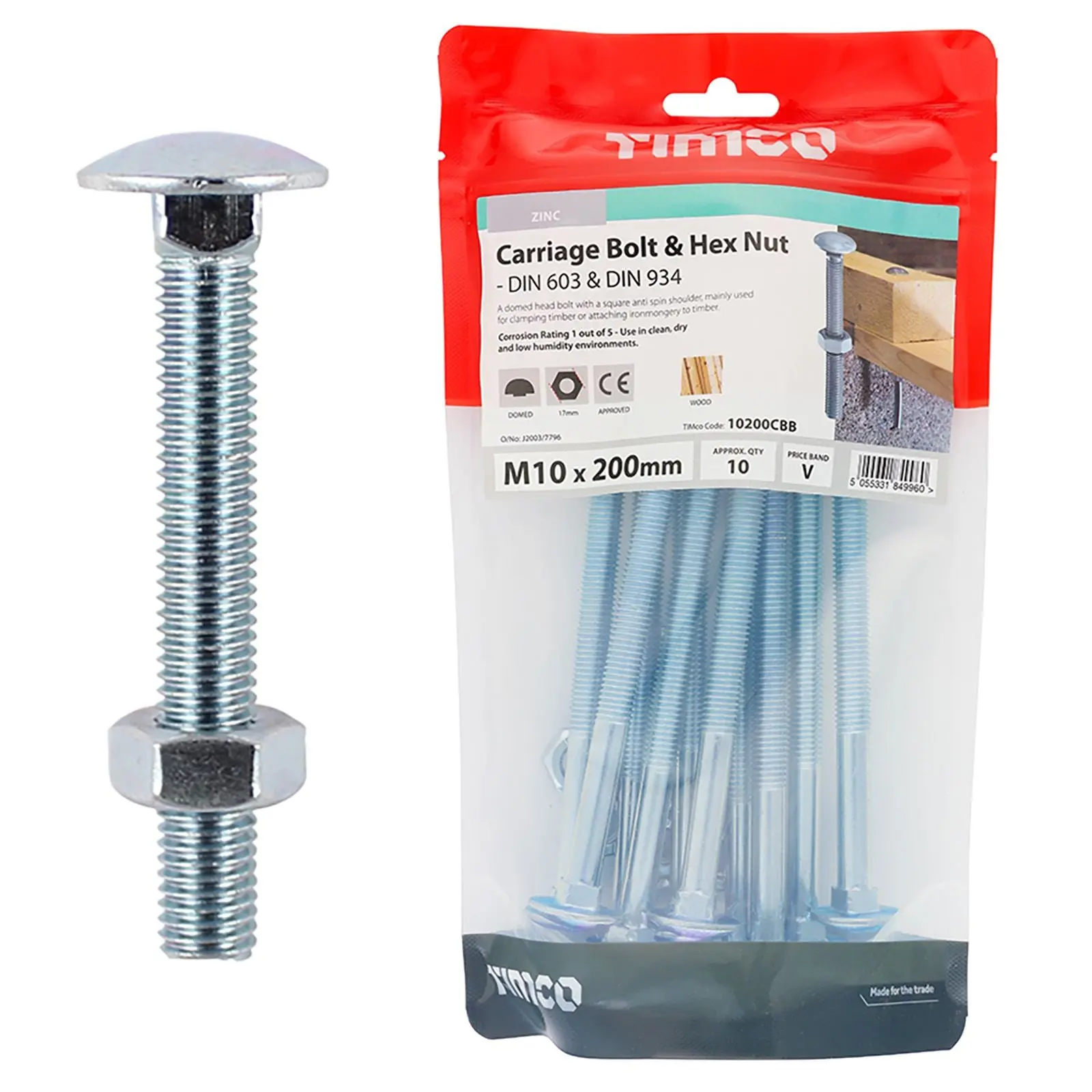 TIMCO Carriage Bolts with Hex Nuts 4.8 Grade Zinc Carbon Steel TIMbag M6-M12 - Choose Size - Image 16