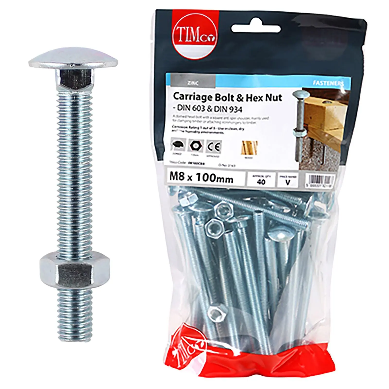 TIMCO Carriage Bolts with Hex Nuts 4.8 Grade Zinc Carbon Steel TIMbag M6-M12 - Choose Size - Image 17