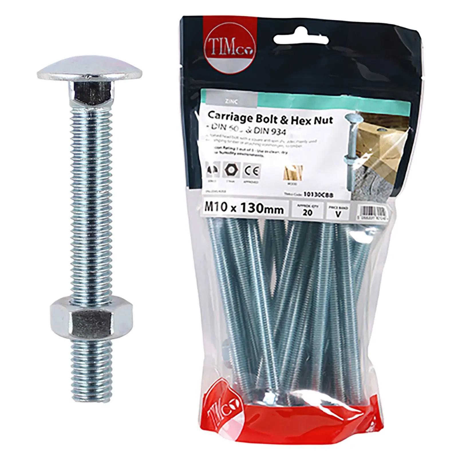 TIMCO Carriage Bolts with Hex Nuts 4.8 Grade Zinc Carbon Steel TIMbag M6-M12 - Choose Size - Image 18