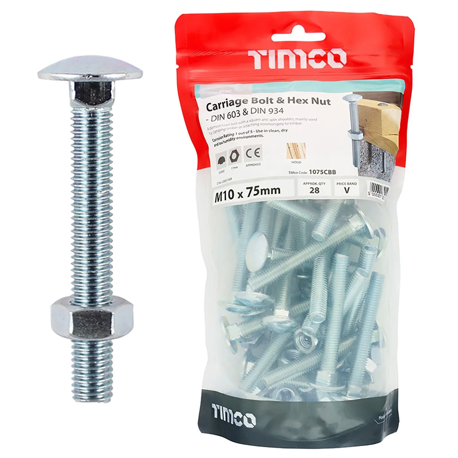 TIMCO Carriage Bolts with Hex Nuts 4.8 Grade Zinc Carbon Steel TIMbag M6-M12 - Choose Size - Image 20