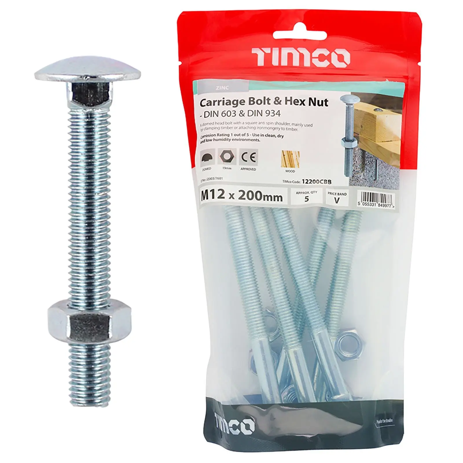 TIMCO Carriage Bolts with Hex Nuts 4.8 Grade Zinc Carbon Steel TIMbag M6-M12 - Choose Size - Image 26