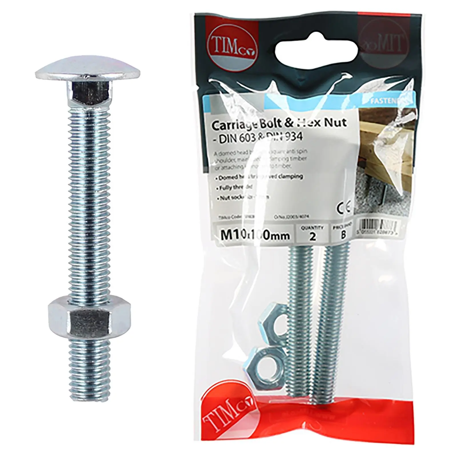 TIMCO Carriage Bolts with Hex Nuts 4.8 Grade Zinc Carbon Steel TIMpac M6-M12 - Choose Size - Image 18