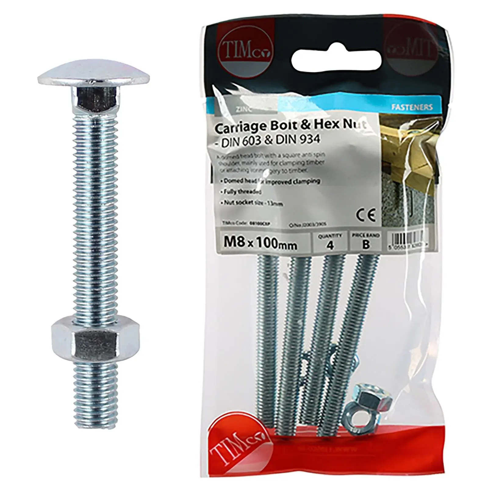TIMCO Carriage Bolts with Hex Nuts 4.8 Grade Zinc Carbon Steel TIMpac M6-M12 - Choose Size - Image 19