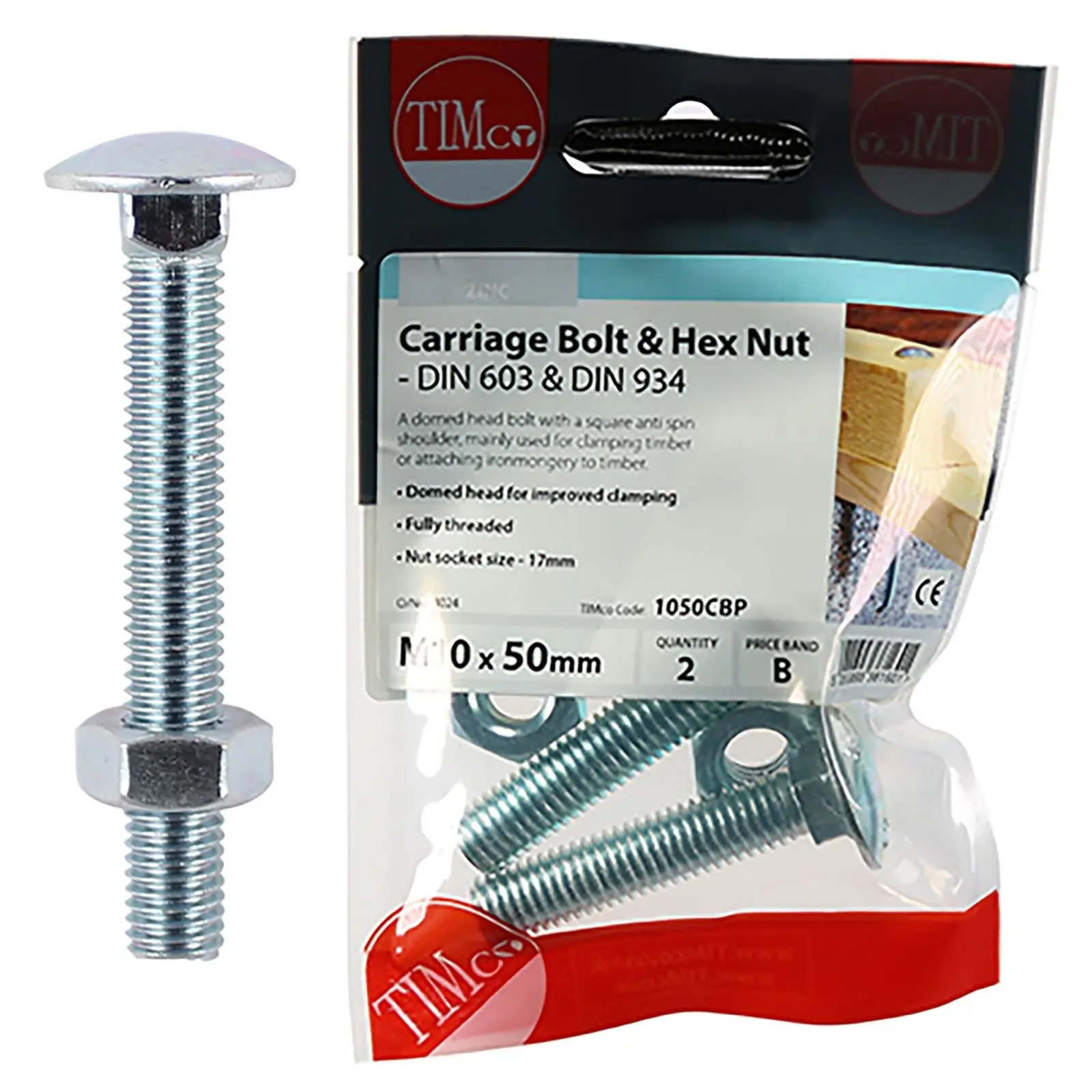 TIMCO Carriage Bolts with Hex Nuts 4.8 Grade Zinc Carbon Steel TIMpac M6-M12 - Choose Size - Image 21