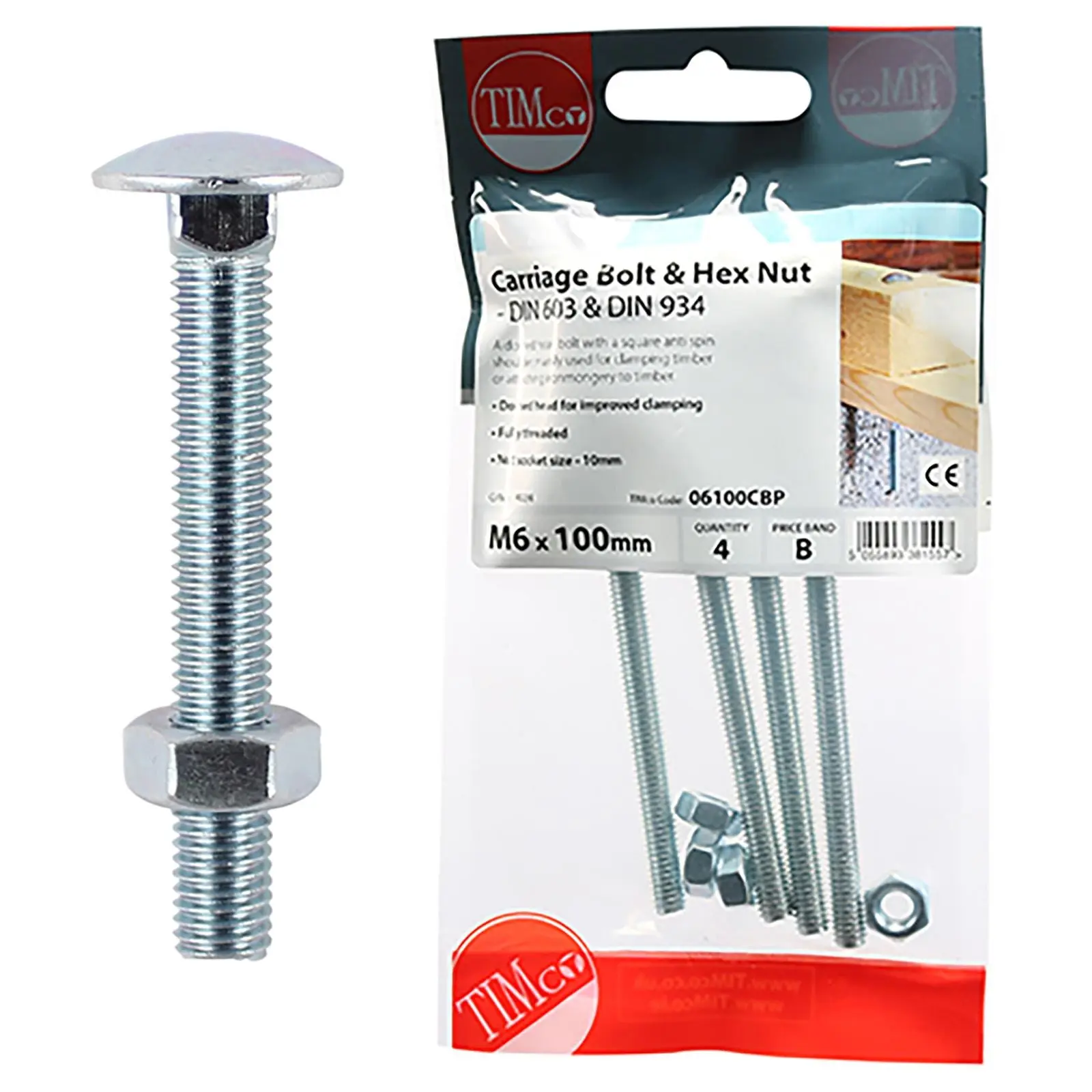TIMCO Carriage Bolts with Hex Nuts 4.8 Grade Zinc Carbon Steel TIMpac M6-M12 - Choose Size - Image 24